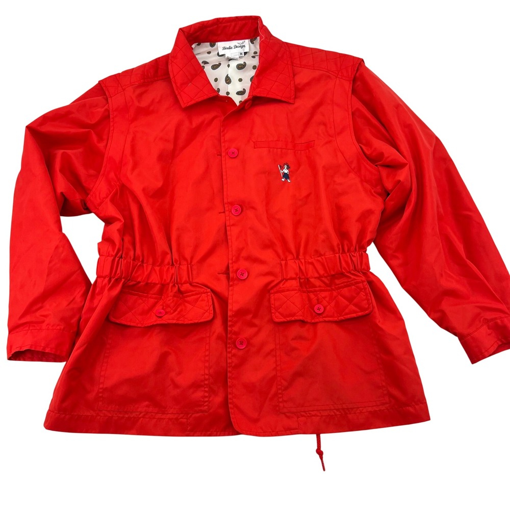 EUC Vintage 90's‎ Red Birdie Design Golf Jacket Women's siz Medium windbreaker